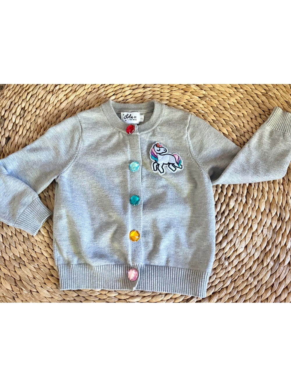 Lola + The Boys Gray Knit Sweater Sz 2 Unicorn